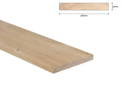 Vuren B 22x200 mm plank ruw
