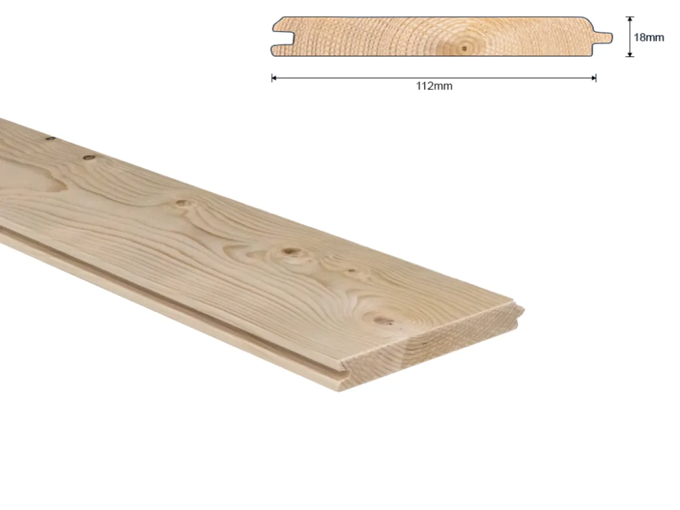 Vuren B 22x125 mm vellingdeel netto 18x112 mm G+G+V