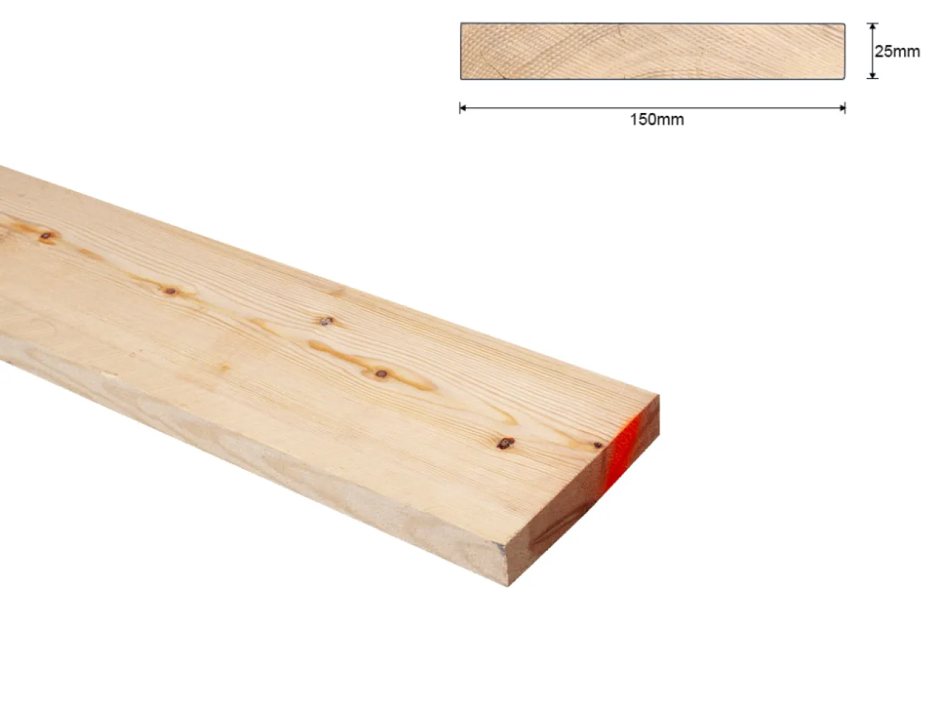 Grenen B 25x150 mm plank ruw