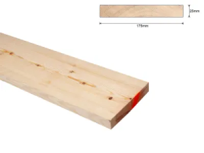 Grenen B 25x175 mm plank ruw