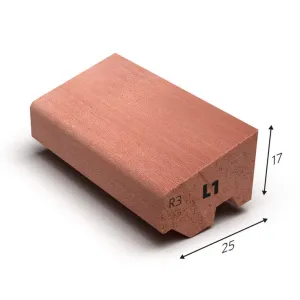 Glaslat L1 meranti 17x25 mm L= 3650  mm gegrond